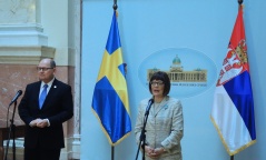 26 April 2017 National Assembly Speaker Maja Gojkovic in meeting with Swedish Parliament Speaker Urban Ahlin